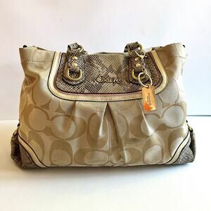 COACH, Python-Embossed Leather, Ashley Spectator Signature Shoulder Bag